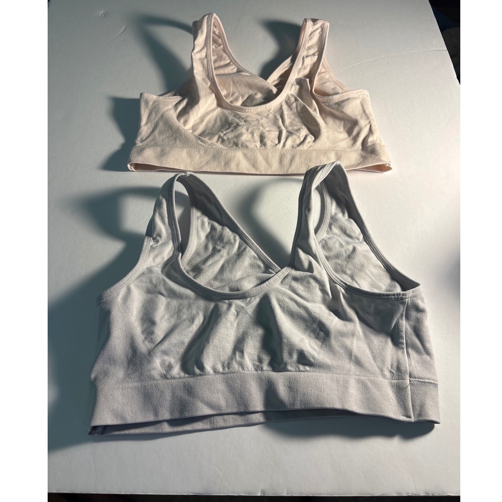 Auden Womens Unlined Seamless Bra Set 2pk Gray Pink Size M Wireless